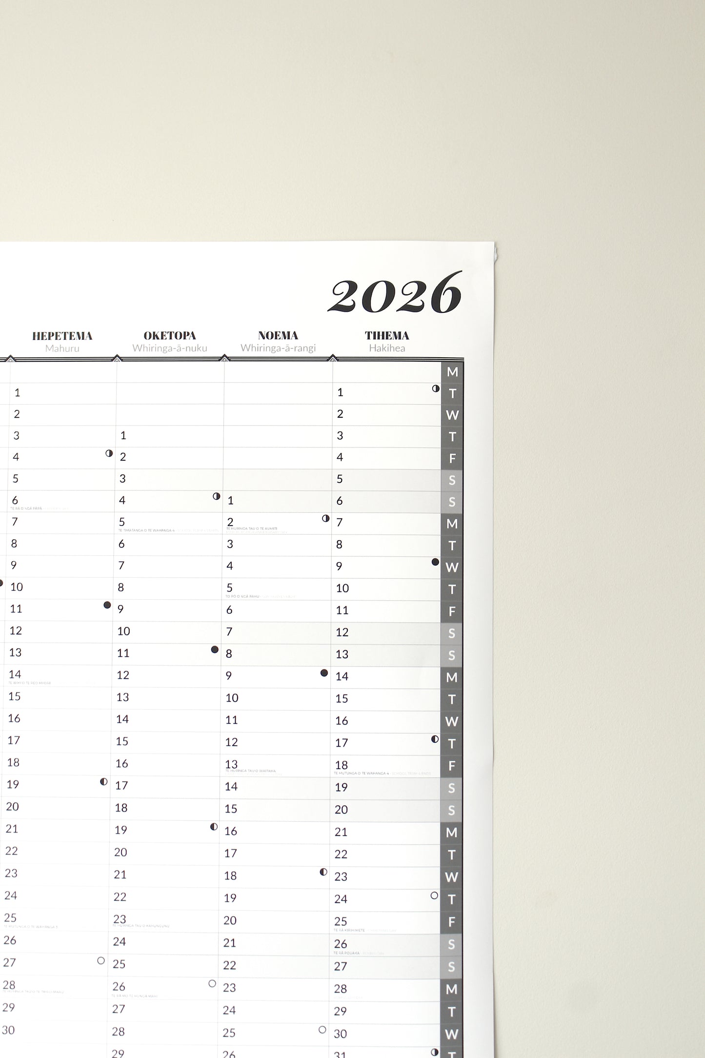 PRE-ORDER: Bilingual Māori Wall Planner - 2026